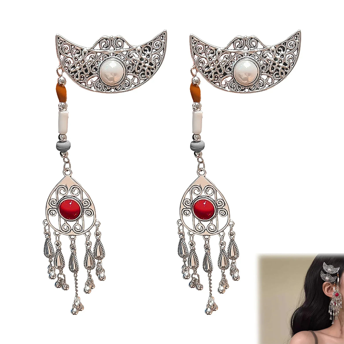 Mongolian Ethnic Hair Clips for Women – Retro Style, Set of 2