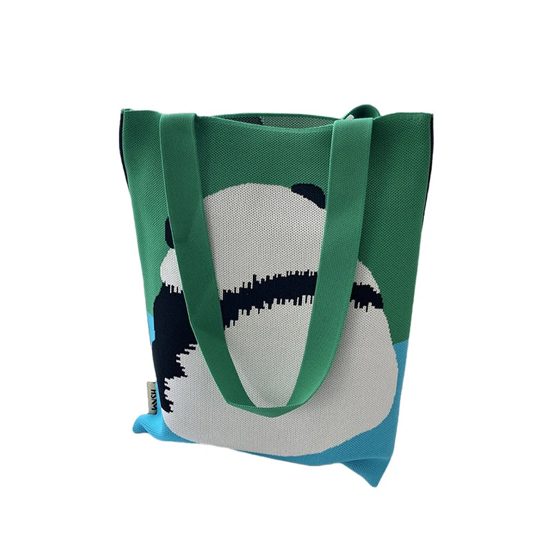 Knitted Cartoon Shoulder Bag – Large Capacity Women's Tote