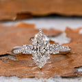 Huitan Marquise CZ Ring – Silver Women's Wedding Band | Sizes 5–14