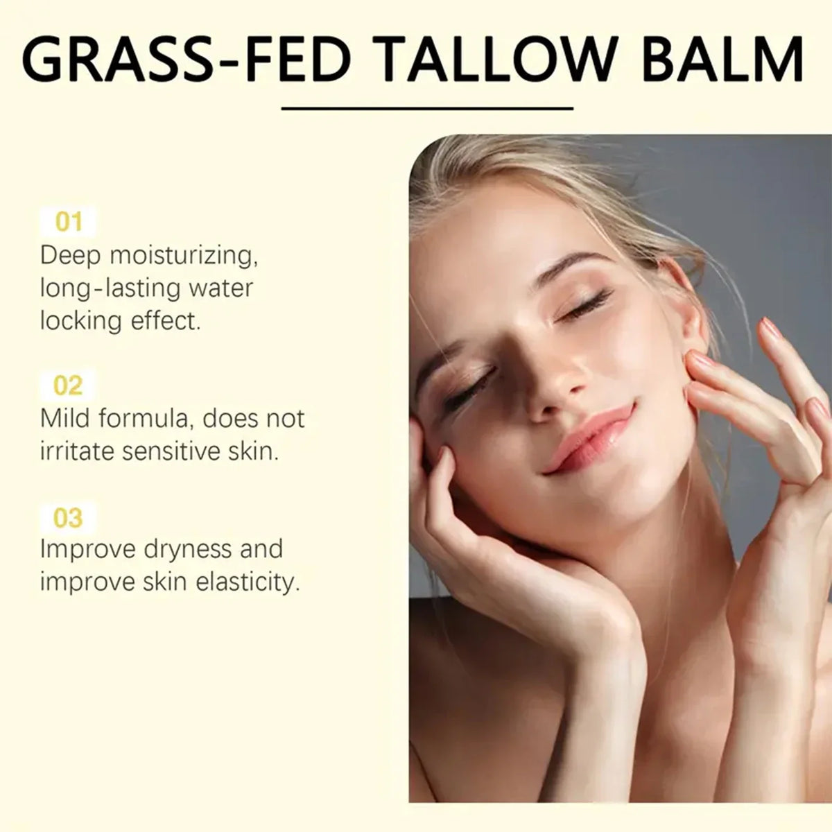 Grass-Fed Tallow Balm – Bee Venom & Caffeine Moisturizer 50g