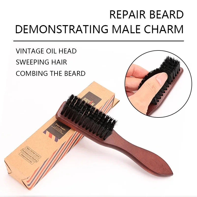 Wooden Handle Boar Bristle Beard Brush – Barber Grooming Tool