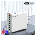8-Port 65W USB Fast Charger | Quick Charge 3.0 Travel Adapter
