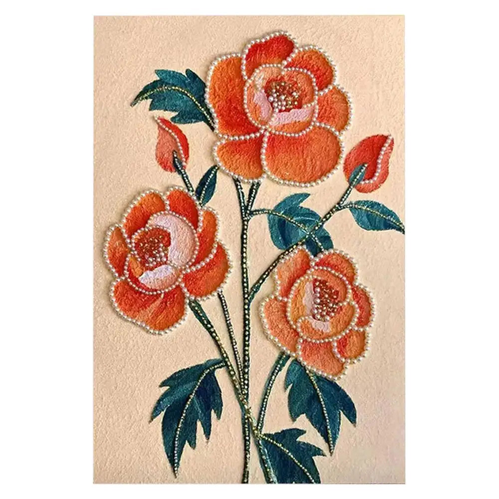 DIY Pearl Gem Painting Kit – Floral Art for Adults 20×30cm