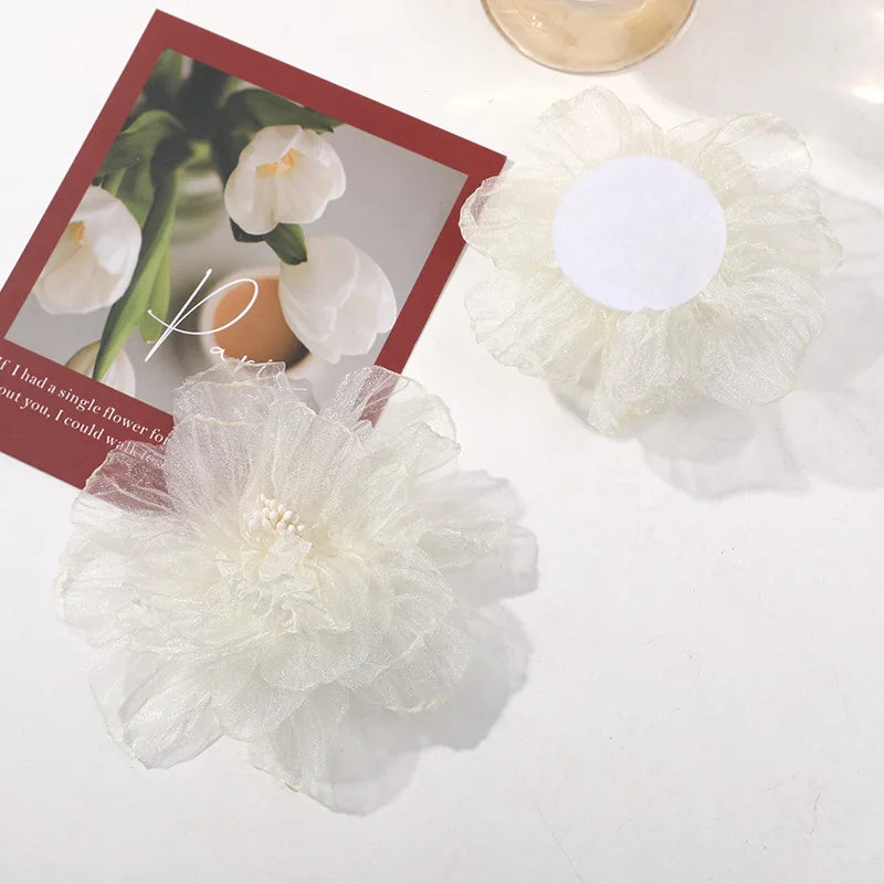 75mm Organza Fabric Flower for DIY Hair Clips & Headbands