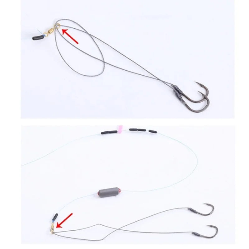 50-Pack Size 10 Barbed Fishing Hooks – Pre-Tied Steel Alloy