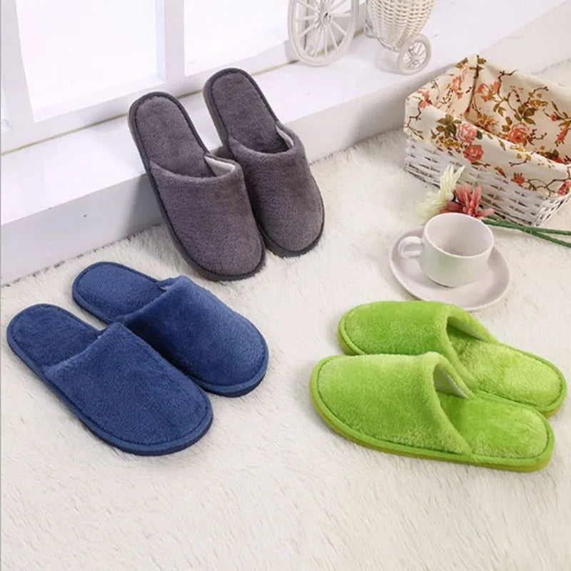 Men & Women Plush House Slippers – Warm Soft Indoor Slides