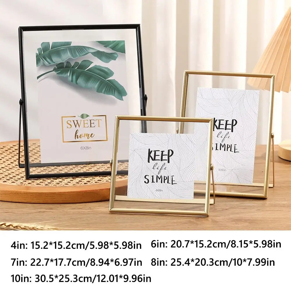 Metal Acrylic Photo Frame 4–10 Inch | Gold & Black Picture Holder