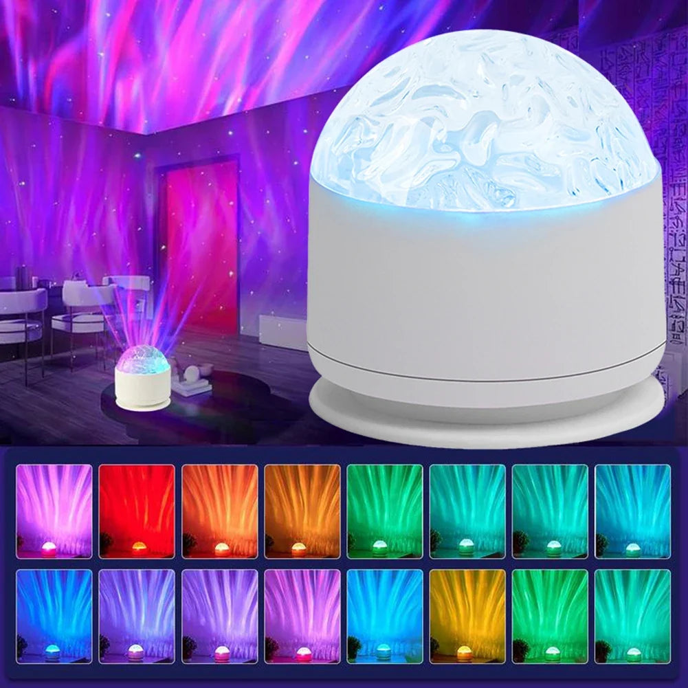 16-Color Aurora Water Ripple Projector Night Light | Remote
