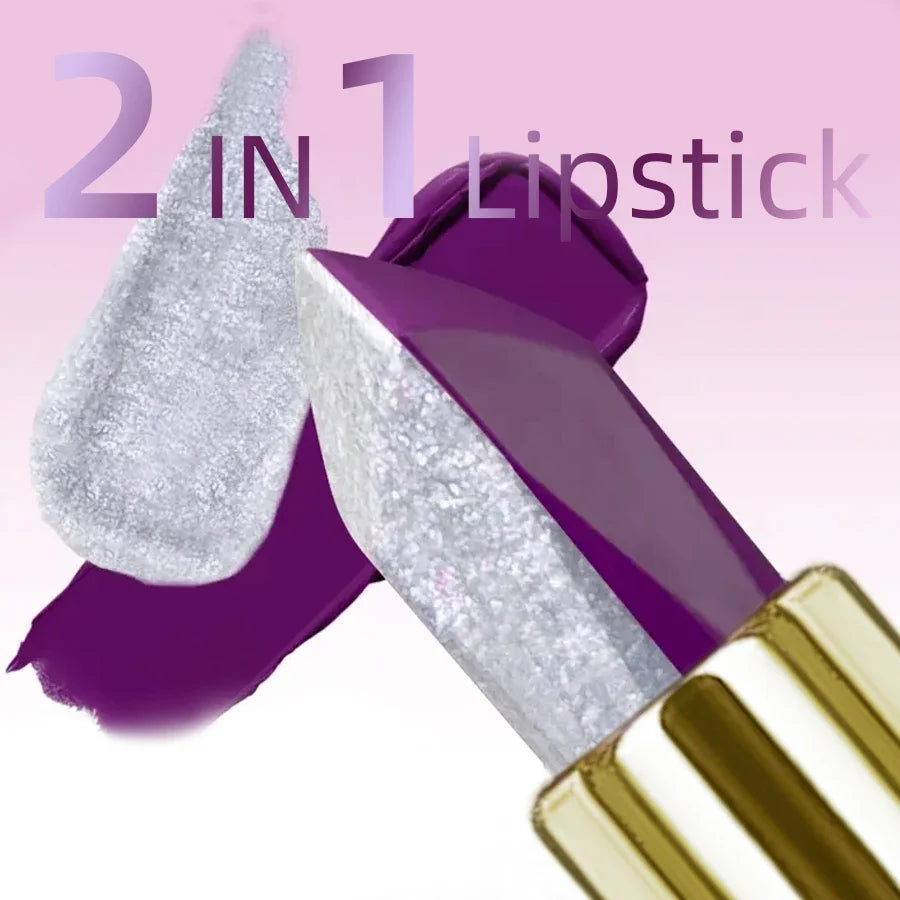 KAFURUX Purple Glitter Two-Tone Lipstick | Long-Lasting Tint