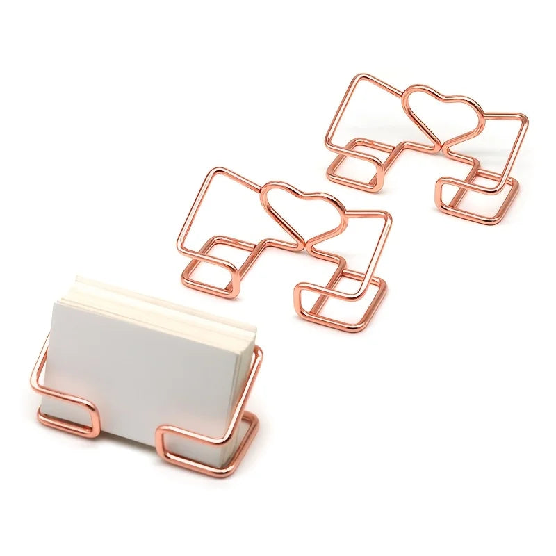 Metal Heart-Shaped Business Card Holder – Rose Gold Stand
