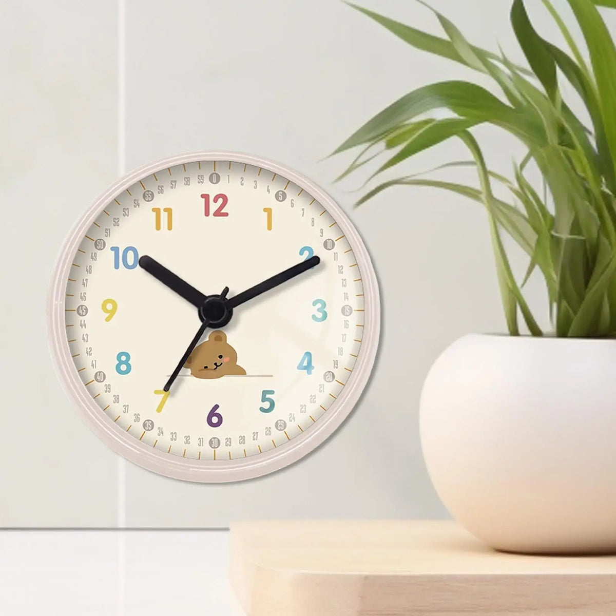 Waterproof Shower Clock Silent Bear Design | Suction Cup