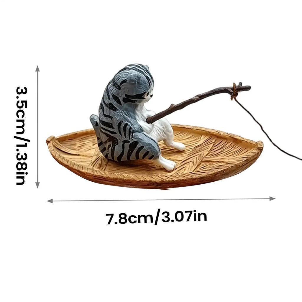 Kitten Fishing Resin Aquarium Ornament – Fish Tank & Pond Decor