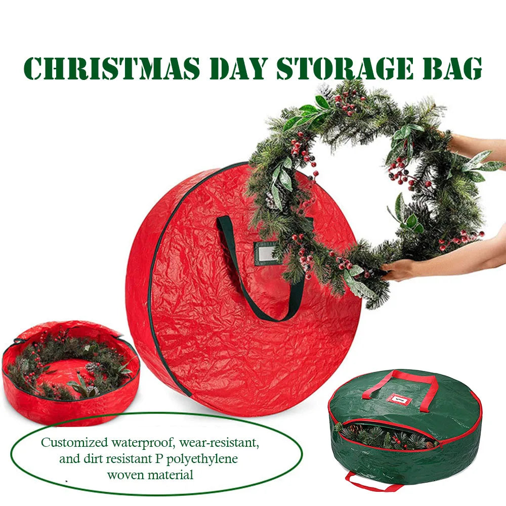 Round Christmas Wreath Storage Bag – Waterproof, Large Capacity