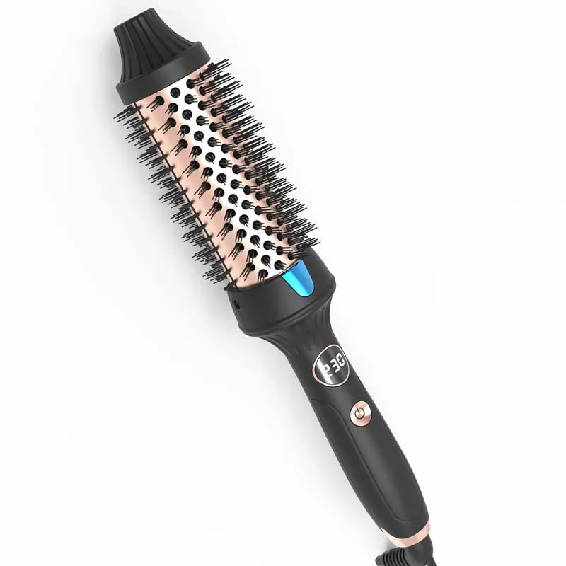 Ceramic Tourmaline Ionic Curling Brush | 2-in-1 Hot Comb