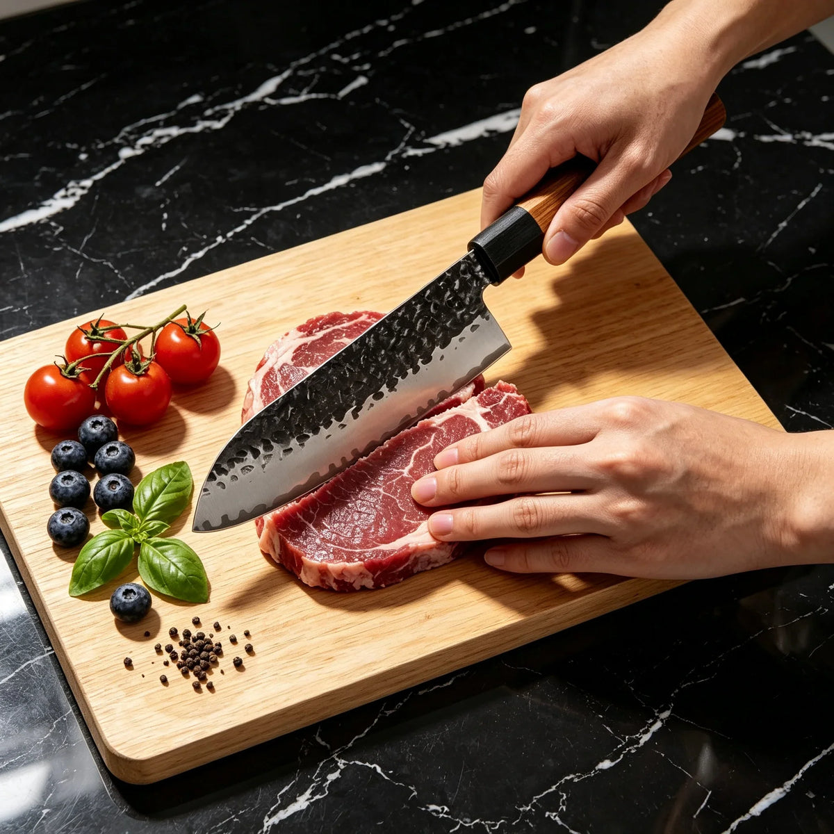 Hand Forged Japanese Santoku Knife – Sharp Stainless Chef Knife