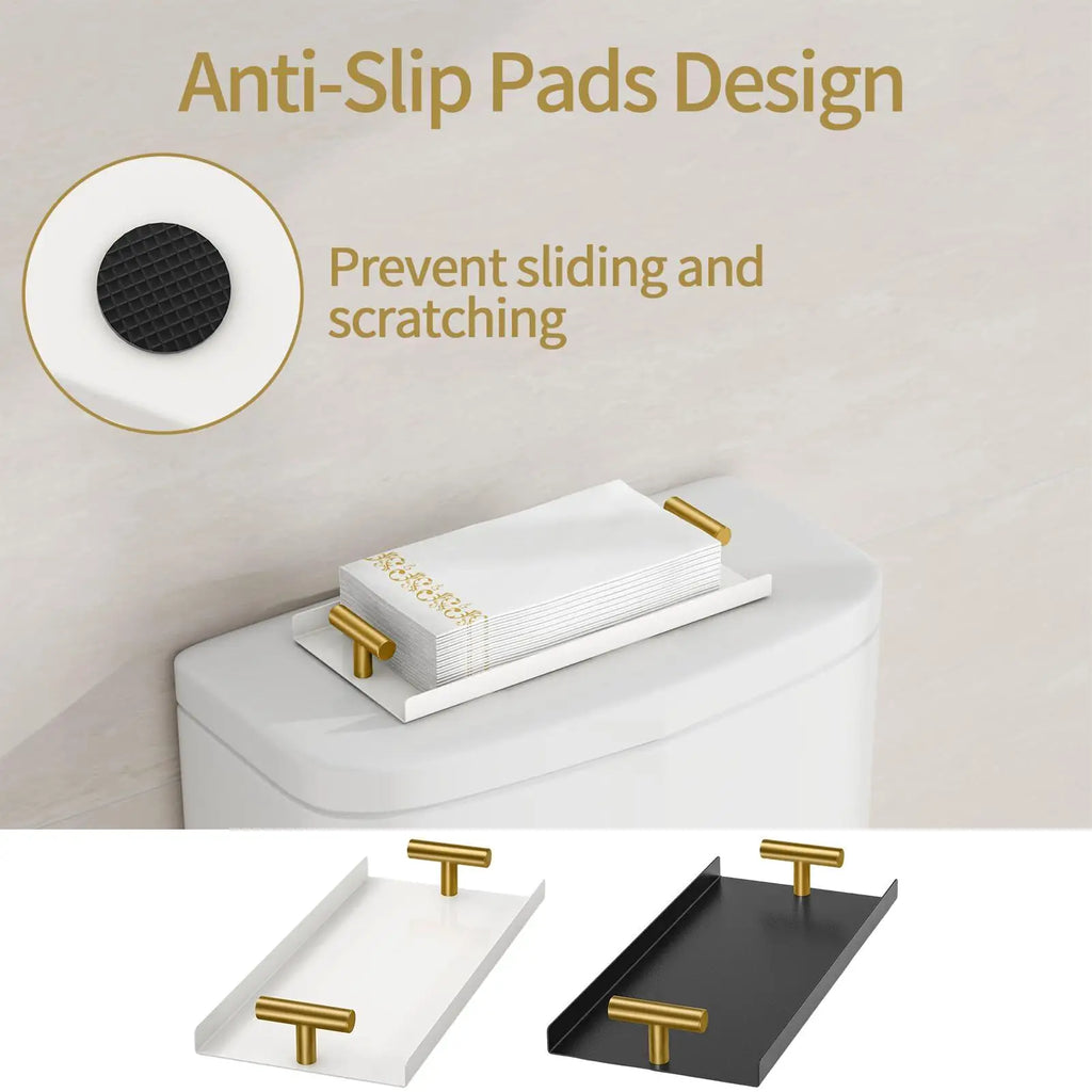 Golden T-Handle Guest Towel Holder & Napkin Tray