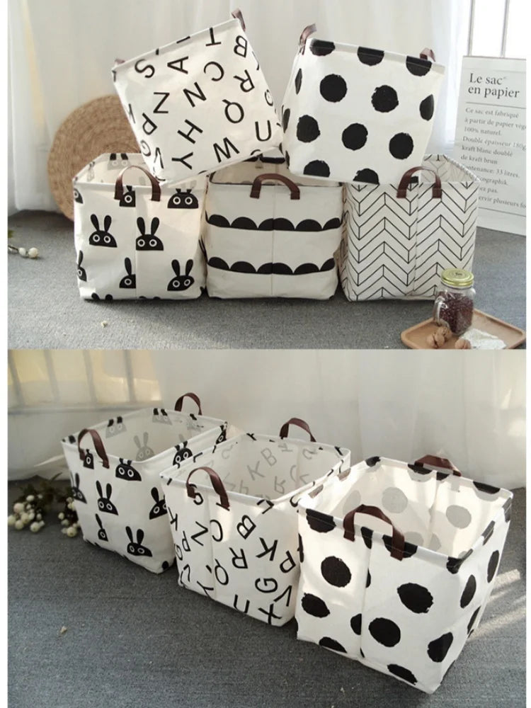 Foldable Cotton Linen Laundry Basket & Storage Organizer Bin