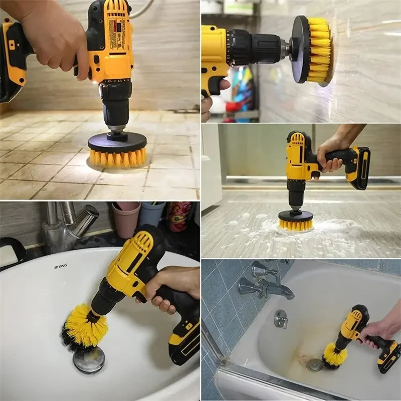 3-Piece Drill Brush Set – Power Scrubber for Tile, Grout & Carpet