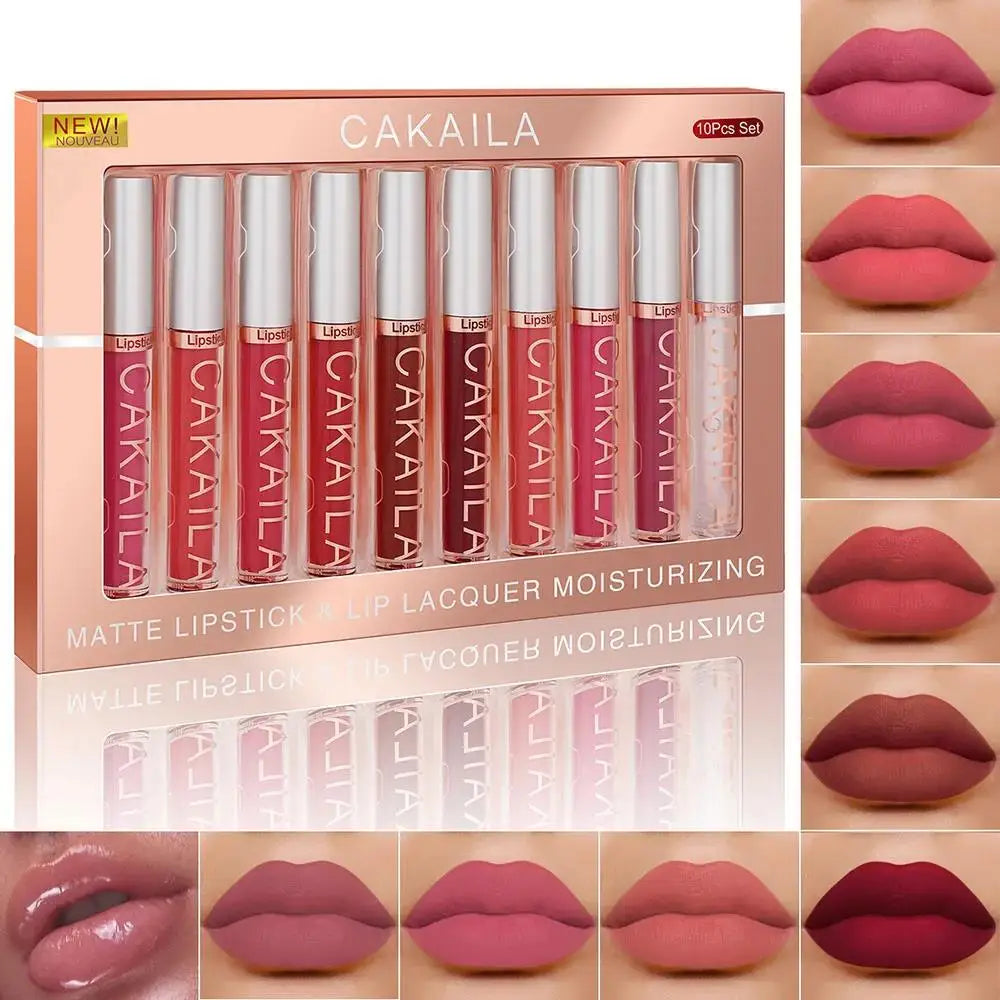 CAKAILA 10-Piece Matte Liquid Lipstick Set – Waterproof & Long-Last