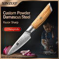 XINZUO 3.5" Damascus Steel Paring Knife – VG10 Core, Olive Wood