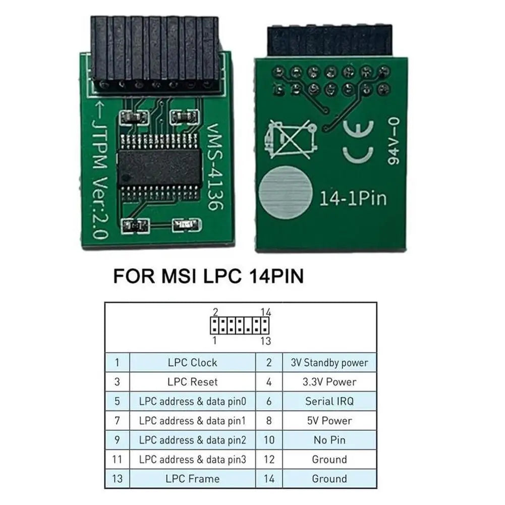 TPM 2.0 Security Module – 12/14/18/20-Pin Multi-Brand Motherboard