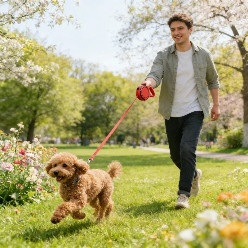 1 Retractable Dog Leash Water Bottle Bowl Portable Automatic Lead