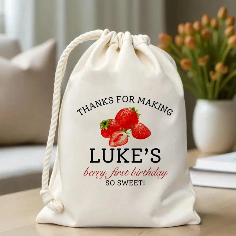 Personalized Strawberry Birthday Gift Bags | 5pcs Party Favors