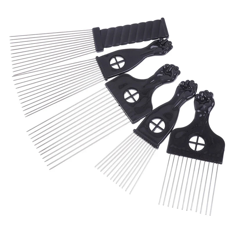 Black Fist Afro Metal Comb – Wide Tooth Natural Hair Pick