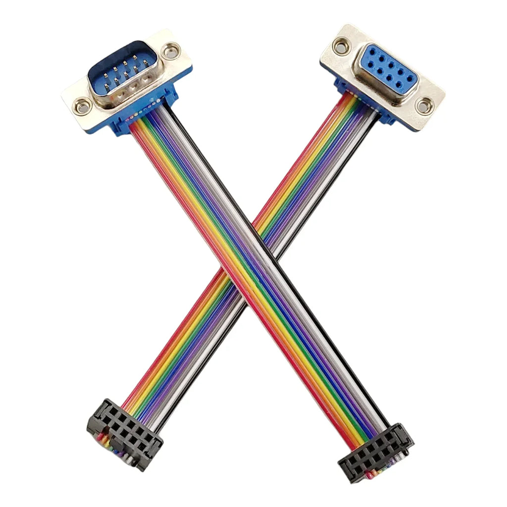 D-sub DB9 9 Pin Male Female Connector FC-10P IDC 10 Rainbow