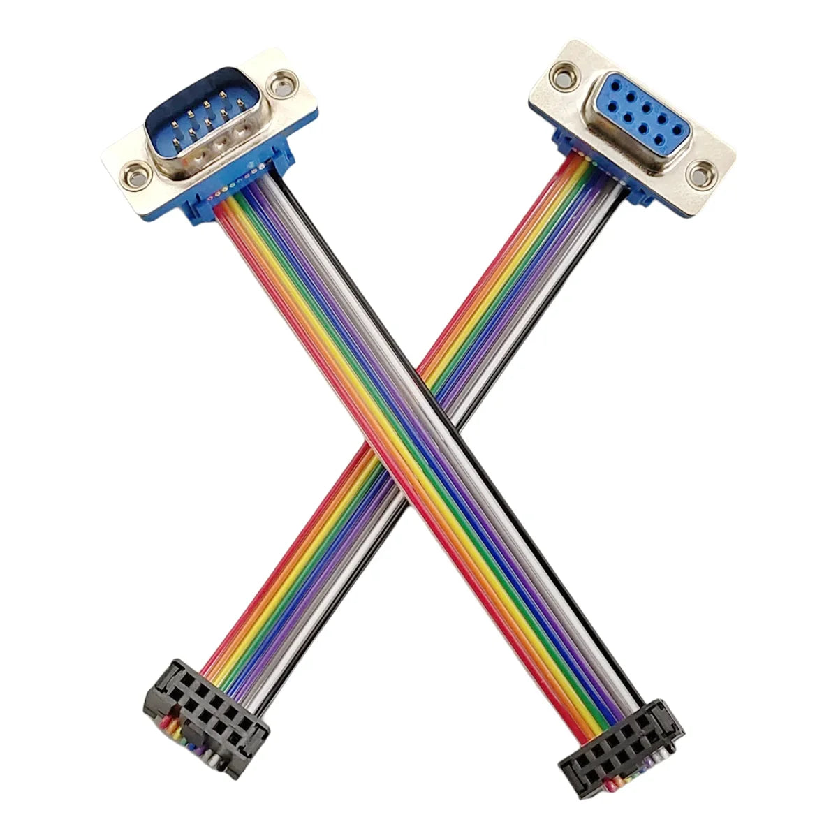 D-sub DB9 9 Pin Male Female Connector FC-10P IDC 10 Rainbow