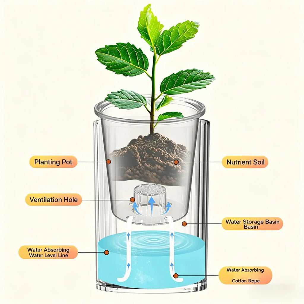 Self-Watering Double-Layer Flower Pot | Desktop Indoor Planter