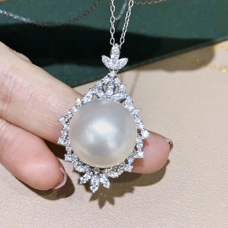 Huitan Flower Imitation Pearl Pendant Necklace for Women