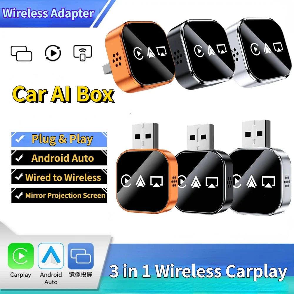 Wireless CarPlay & Android Auto Adapter – 3-in-1 Mirror Link