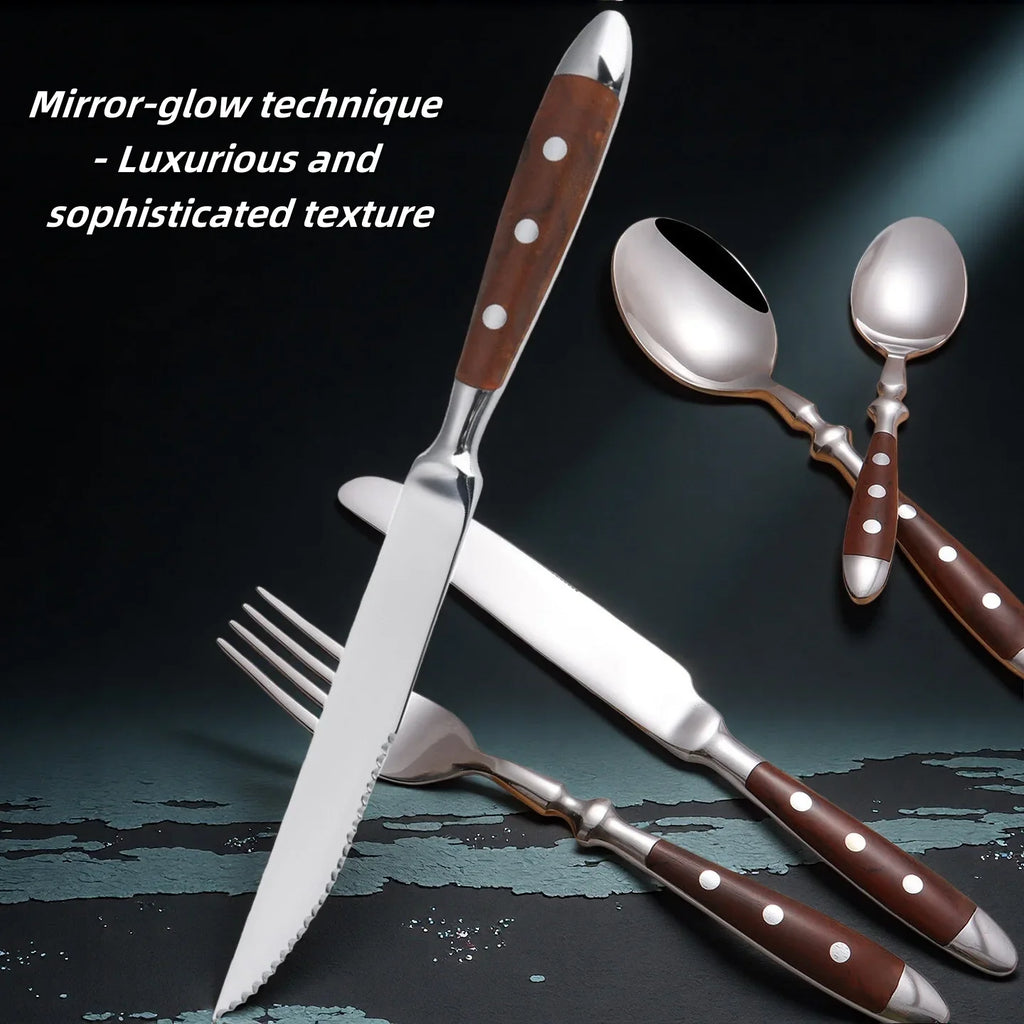 Elegant Stainless Steel Cutlery Set – Fork, Spoon & Steak Knife