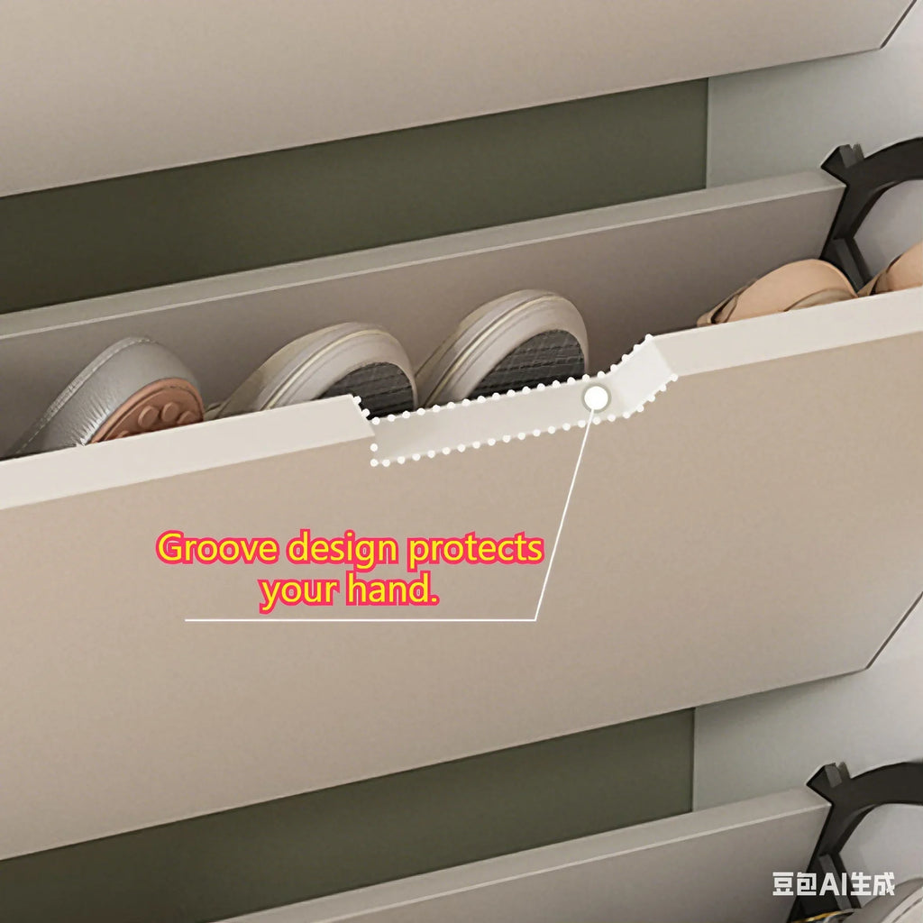 Wooden Shoe Cabinet – Narrow Large Capacity Dustproof Rack