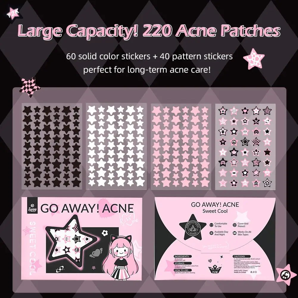 220pc Colorful Star Pimple Patches | Invisible Blemish Stickers