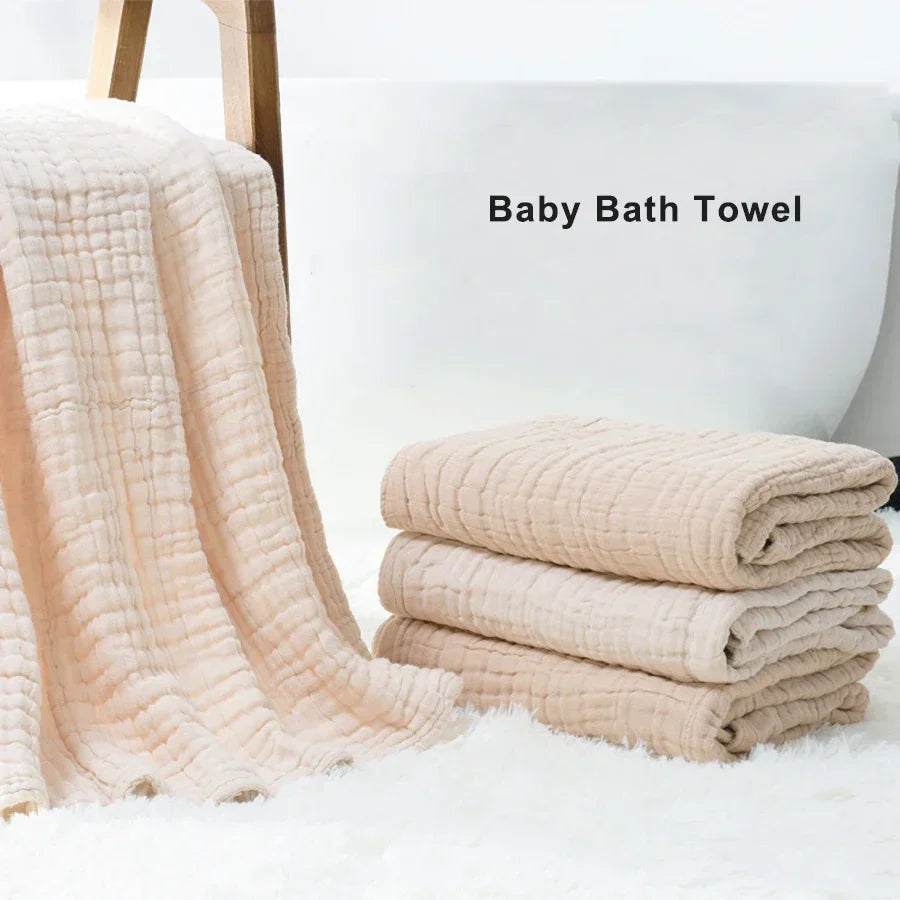6-Layer Cotton Muslin Baby Swaddle Blanket & Bath Towel 105cm