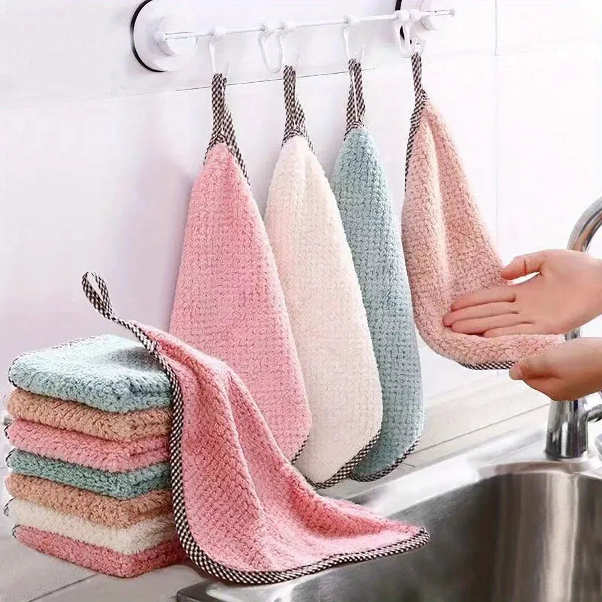 10-Pack Coral Velvet Dish Cloths – Soft, Absorbent & Reusable