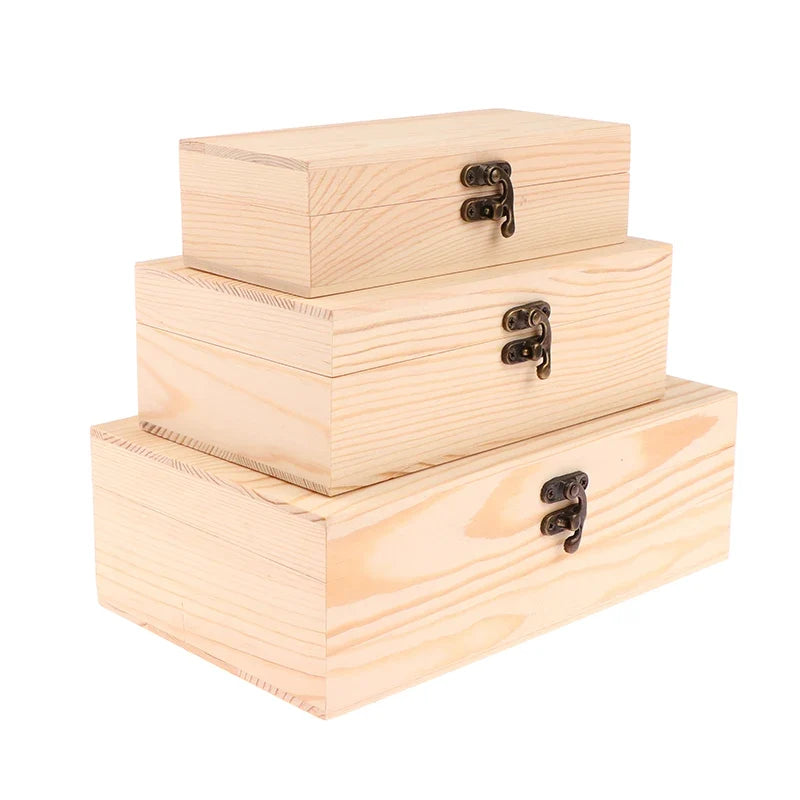 Rectangular Wooden Storage Box Organizer Case Simple Container