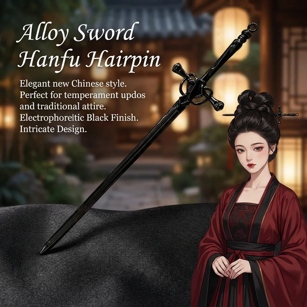Chinese Alloy Sword Hair Stick | Hanfu Hair Accessory