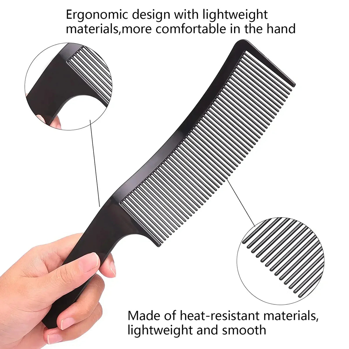 3-Piece Curved Barber Cutting Comb Set – Flat Top Anti-Static