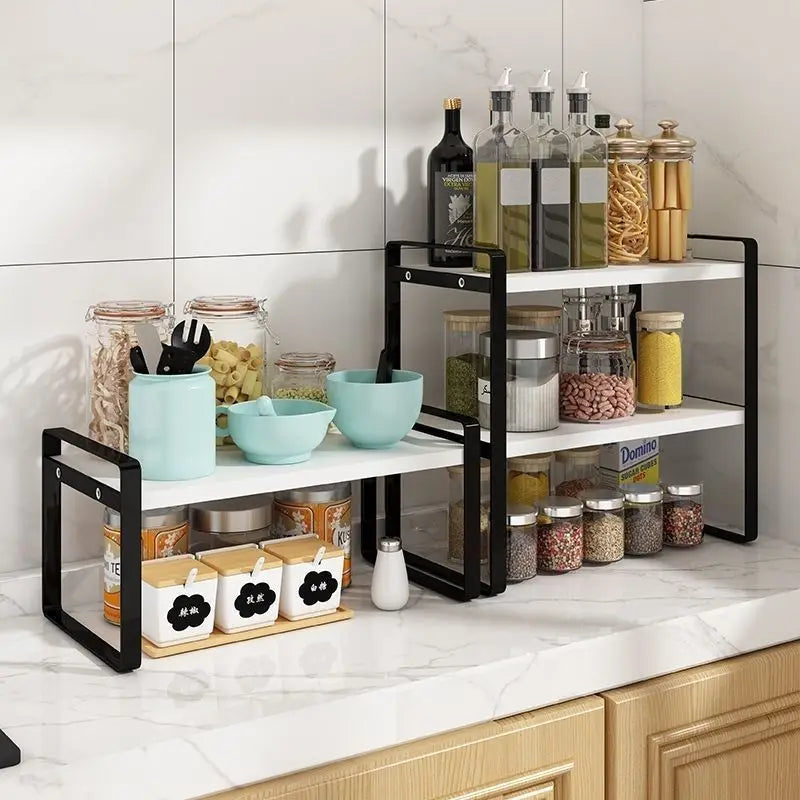Countertop Kitchen Storage Rack – Layered Cabinet Organizer
