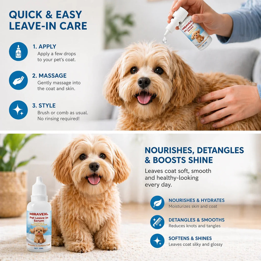 MIRAVEXL Dog & Cat Leave-In Serum | Detangling Pet Conditioner