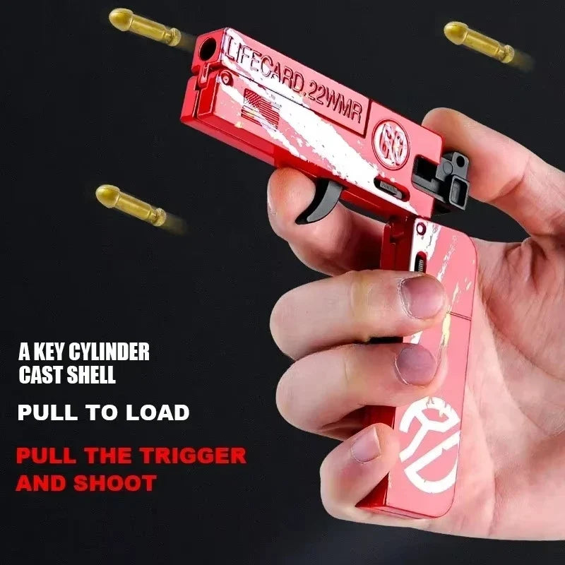 Metal Folding Toy Gun with Soft Bullets – Alloy Pistol Model