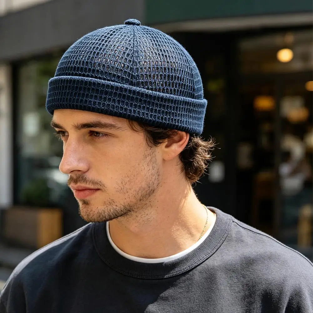 Men's Mesh Brimless Docker Cap | Breathable Summer Beanie
