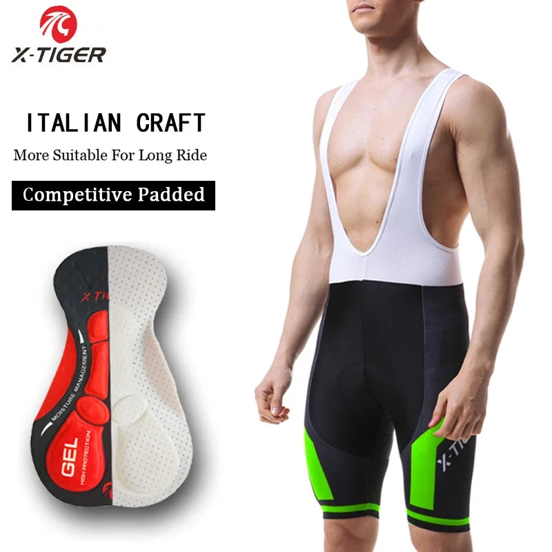 X-TIGER Men's 5D Gel Cycling Bib Shorts – Breathable Lycra