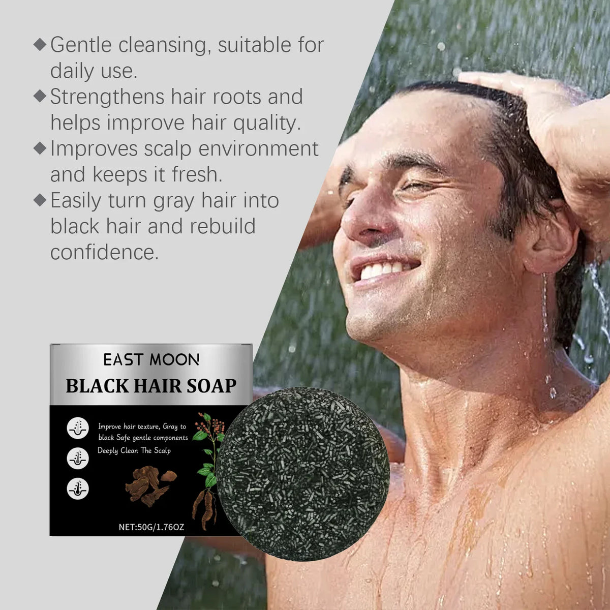 Bamboo Charcoal Solid Shampoo Bar – Scalp & Hair Nourishment