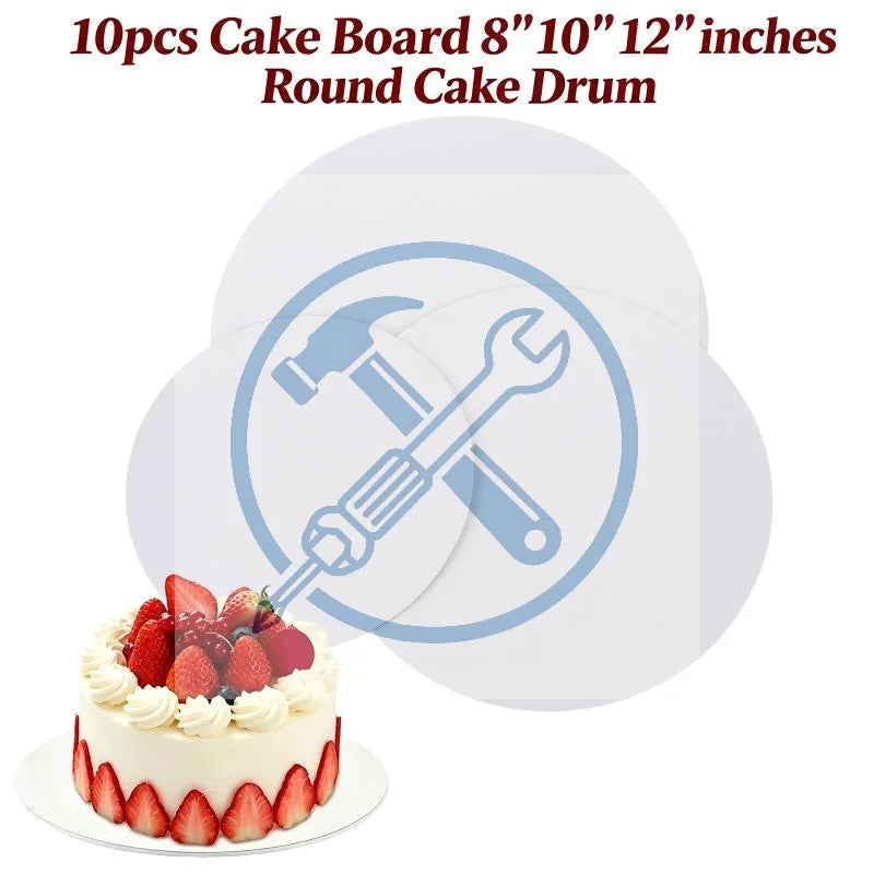 10-Pack Round Cake Boards 8/10/12 Inch | Corrugated Cardboard