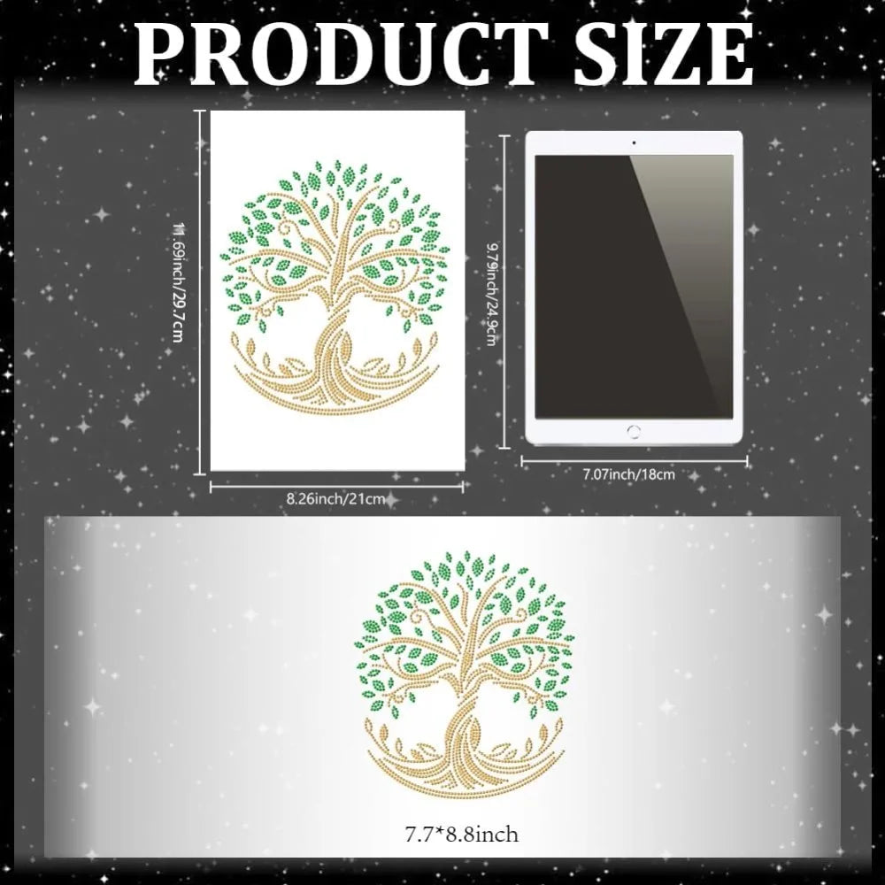 Tree of Life Glass Rhinestone Iron-On Applique Patch 11.7x8.3"
