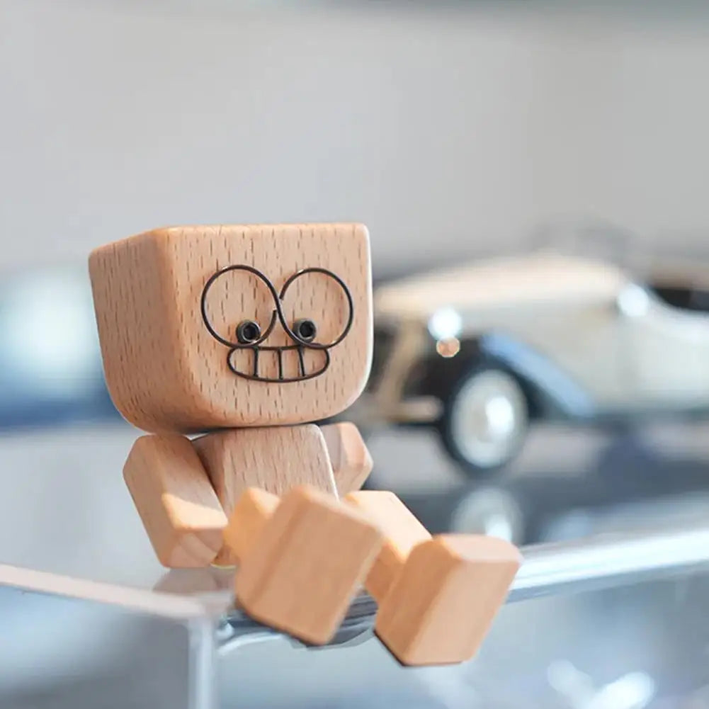 Shaking Wooden Man Figurine – Funny Car Dashboard Ornament